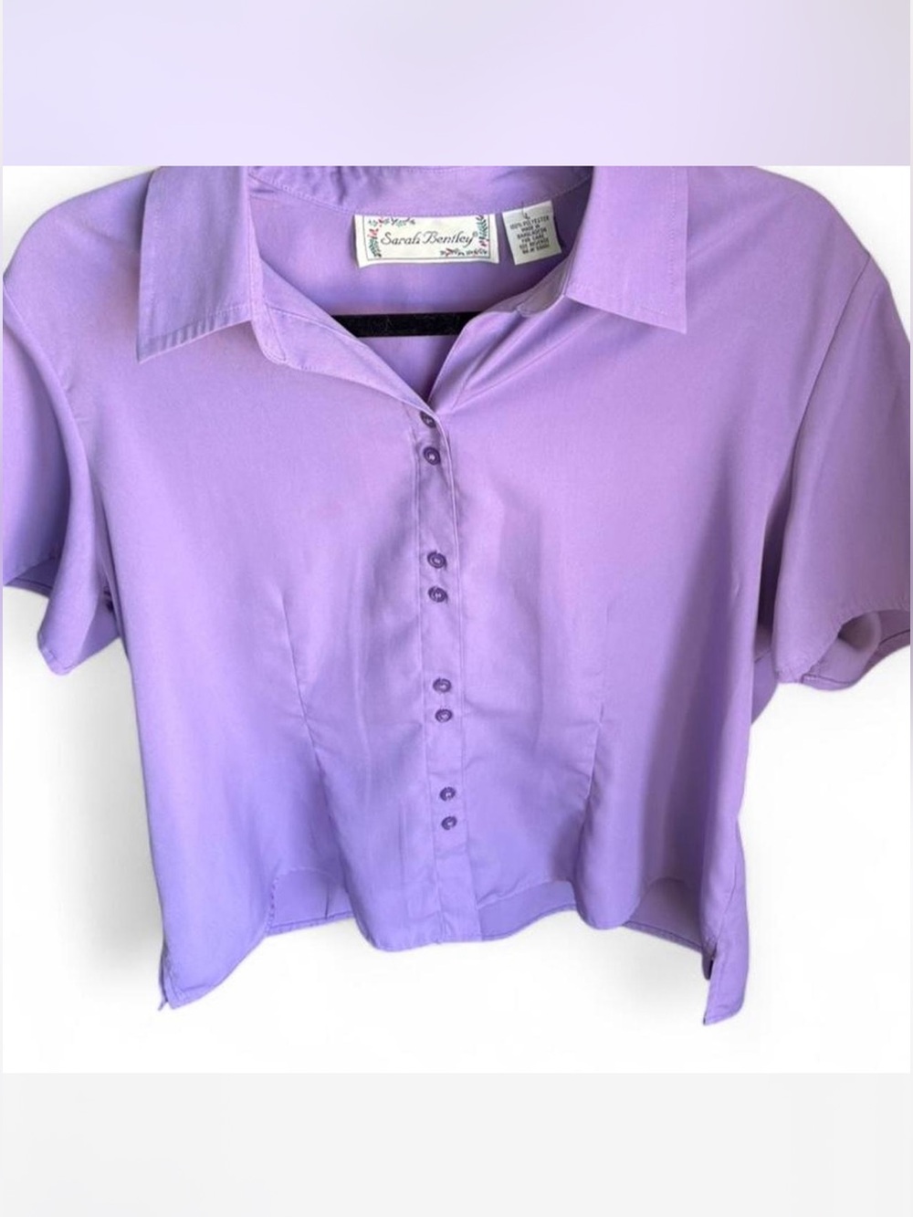 Vintage Sarah Bentley light purple button up resortwear blouse collared shirt  L